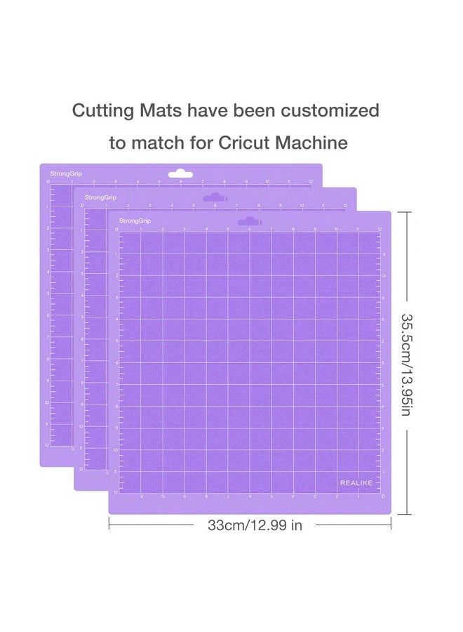 REALIKE 12X12 Stronggrip Cutting Mat For Cricut Maker 3/Maker/Explore 3/Air 2/Air/One(3 Mats) Gridded Adhesive Non Slip Cut Mat For Crafts Quilting Sewing And All Arts - Image 3