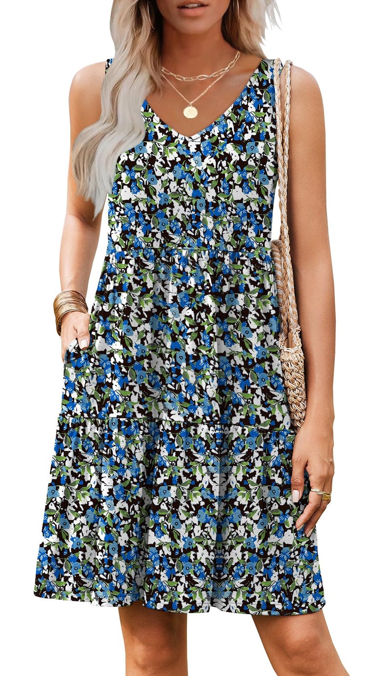Hount Floral Spring Summer Dresses for Women 2025 Cute Dress Sleeveless Short Sundresses Casual Vacation Flowy Beach Boho Dress 3 M - Image 1