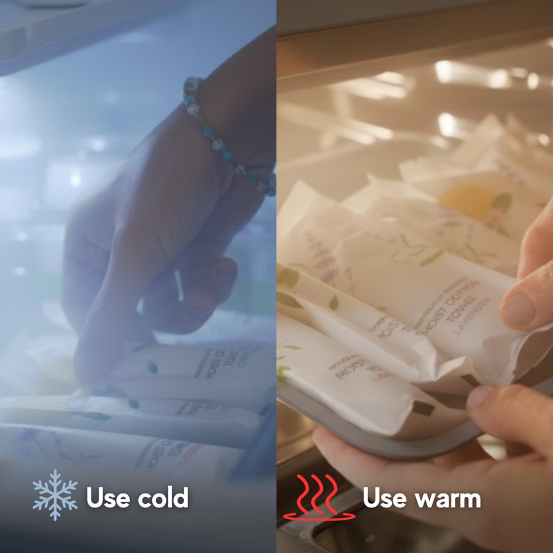 Avistar 60 Hot or Cold Wrapped Moist Towels â€“ 9'' x 9" Moist Towelettes Individually Wrapped Scented Disposable Face & Hand â€“ Pre-Moistened Hand Wipes Soft Refreshing for Travel, Spa, Restaurant - Mixed - Image 4