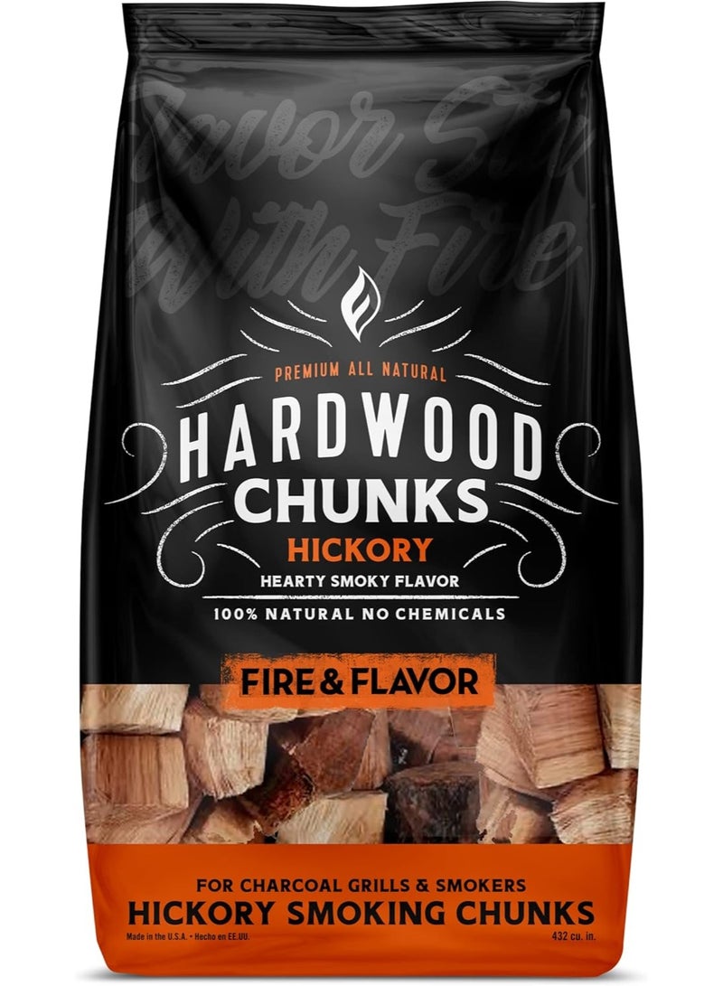 Fire & Flavor Hickory Wood Chunks for Smoking and Grilling - All-Natural, Long-Lasting with a Mildly Sweet Flavor - Large Chunk Wood Chips for Smokers,Red 2 kg  - Image 1