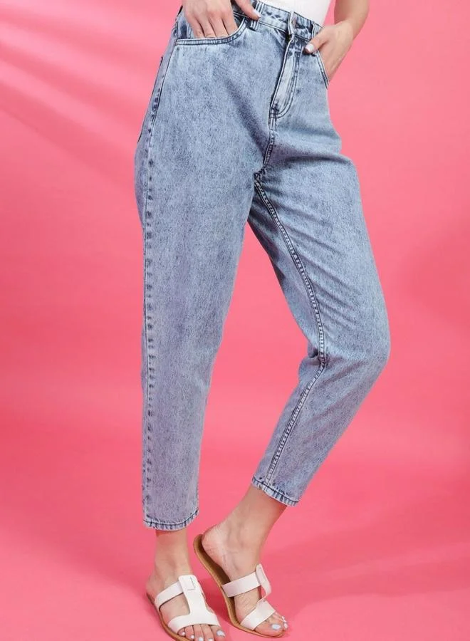 Freehand Freehand Women Blue Mom Fit Acid Wash Jeans