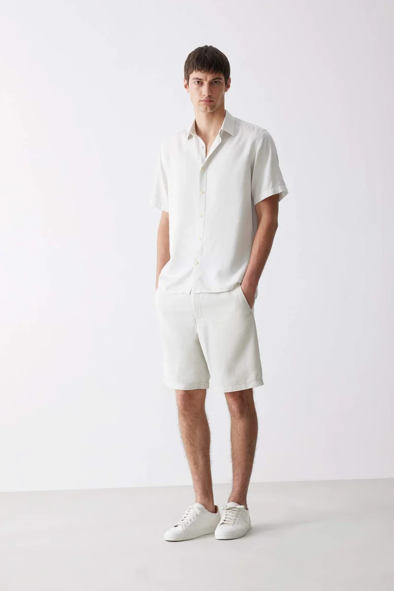 ديفاكتو Relax Fit Resort Neck Cotton Short Sleeve Shirt
