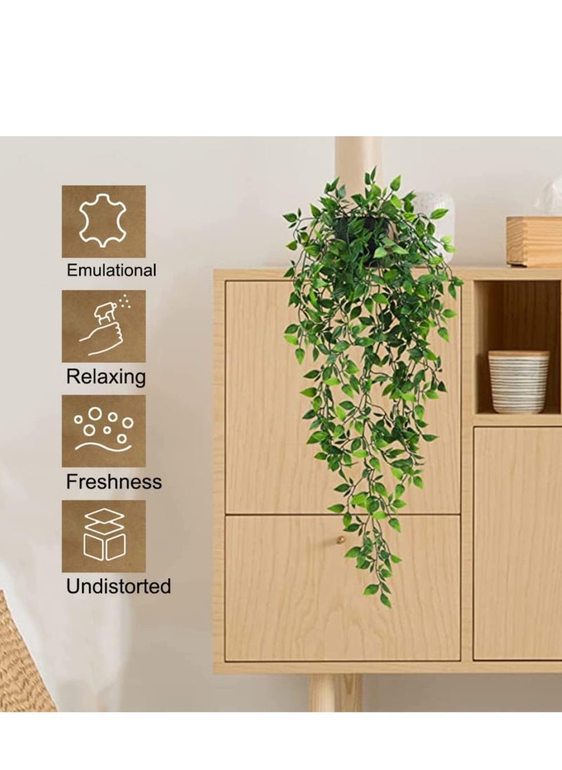 XiuWoo 2-Pack Artificial Hanging Plants with Planters – Fake Potted Vines for Wall, Room, Bedroom, Office or Outdoor Decoration  - Image 4