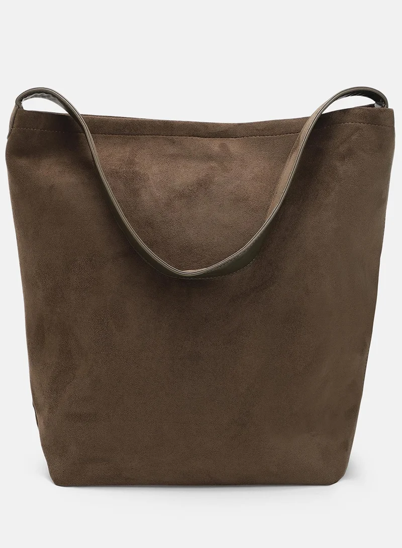 Haute Sauce Solid Zip Lock Regular Suede Hand Bag For Women