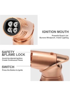 ALSAQER ALSAQER-Jobon 4 Jet Flame Windproof Butane Gas Lighter-Bakhoor  Lighter-Jobon Torch Lighter-BBQ Lighter (Gas not Included)-()  - Image 4