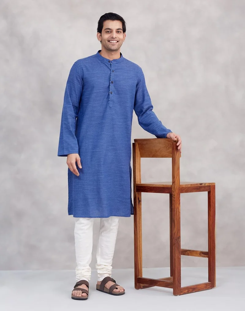 Fabindia Blue Cotton Long Kurta