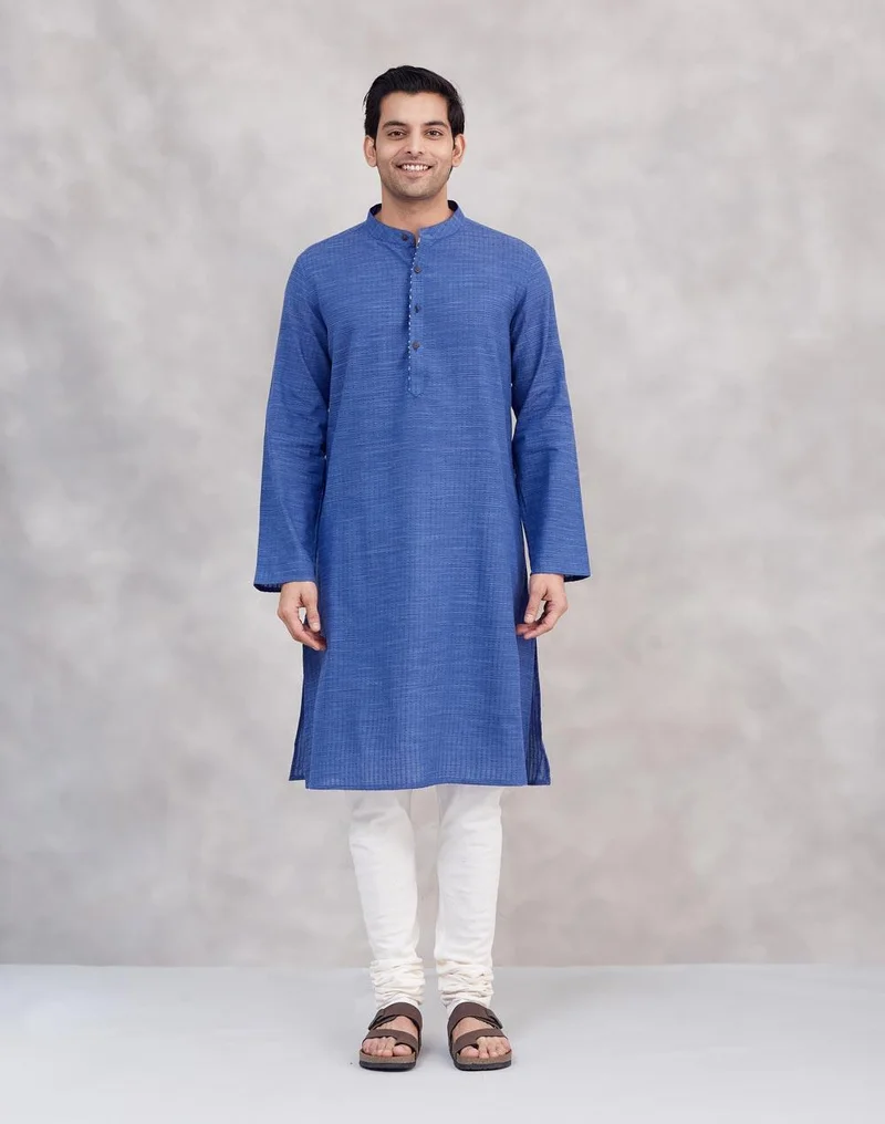 Fabindia Blue Cotton Long Kurta