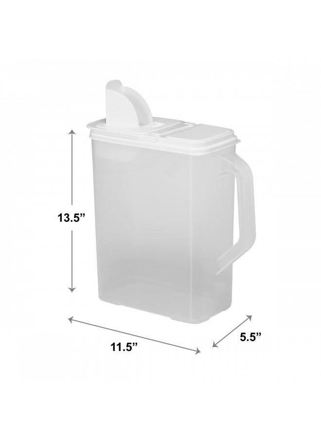 Buddeez Bulk Food Storage Container - 8 Quart All Purpose Clear & Large Pantry and Kitchen Organization and Storage - Cereal, Flour, Sugar, Rice Dispenser, EZ Grip Handle, EZ Pour Spout (White Lid)