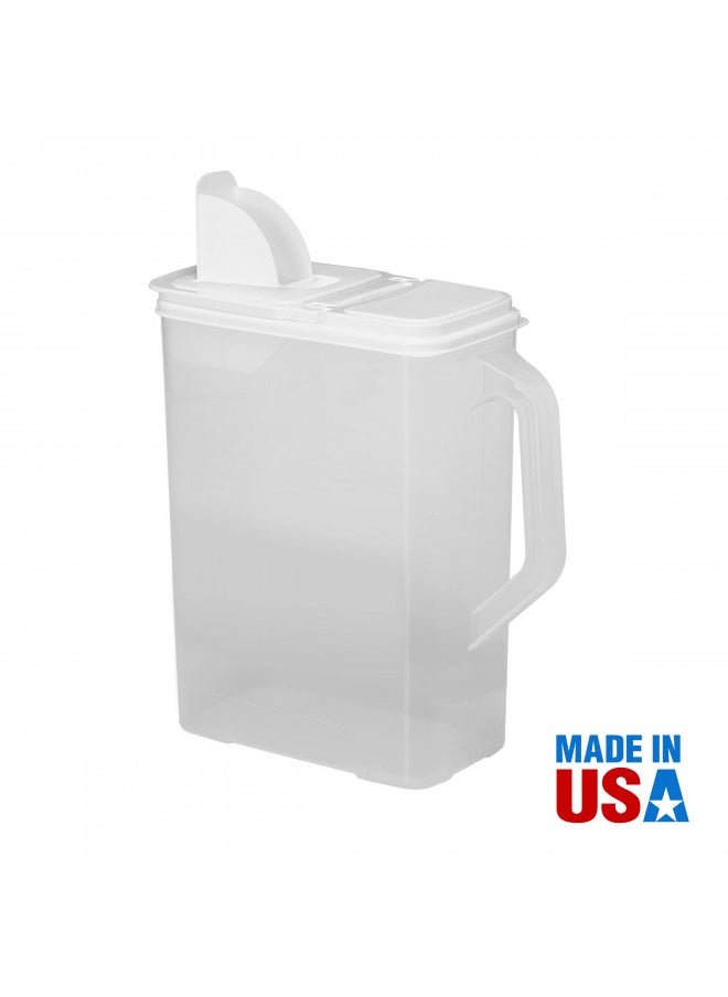 Buddeez Bulk Food Storage Container - 8 Quart All Purpose Clear & Large Pantry and Kitchen Organization and Storage - Cereal, Flour, Sugar, Rice Dispenser, EZ Grip Handle, EZ Pour Spout (White Lid)
