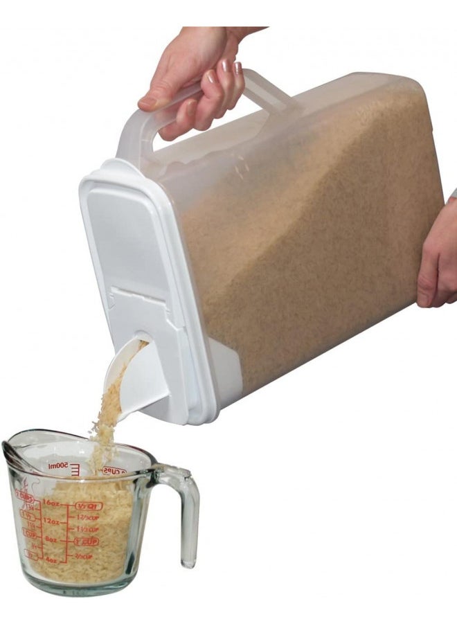 Buddeez Bulk Food Storage Container - 8 Quart All Purpose Clear & Large Pantry and Kitchen Organization and Storage - Cereal, Flour, Sugar, Rice Dispenser, EZ Grip Handle, EZ Pour Spout (White Lid)
