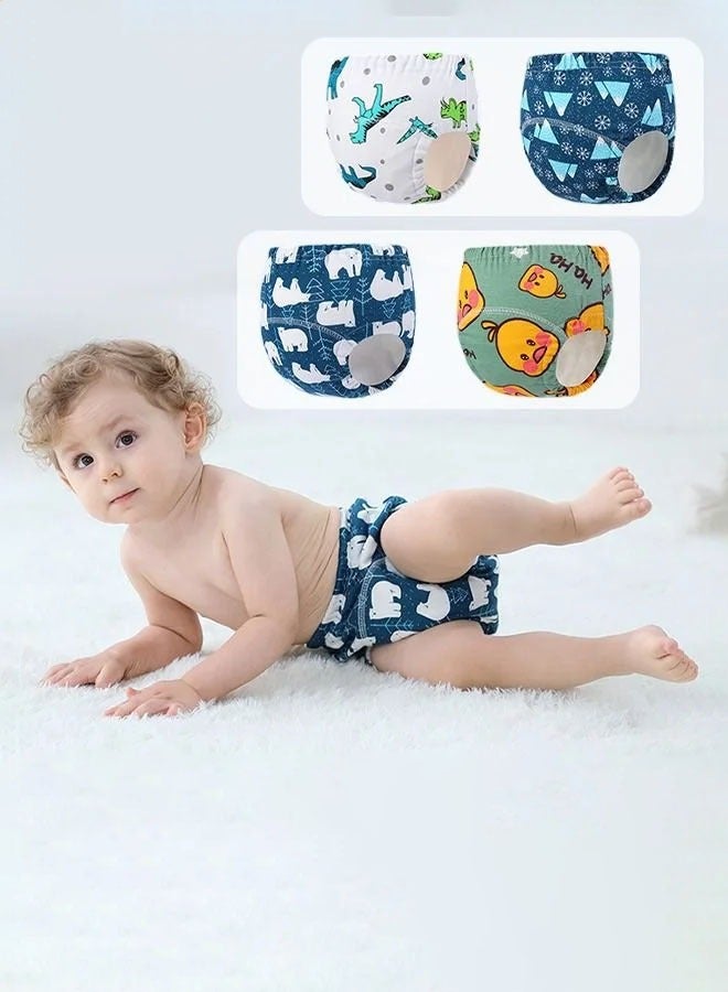 4 Piece Potty Training Underwear, 6 Layers Breathable Cotton Absorbent Trainer Pants for Toddler Baby Boys Girls Waterproof - Image 1