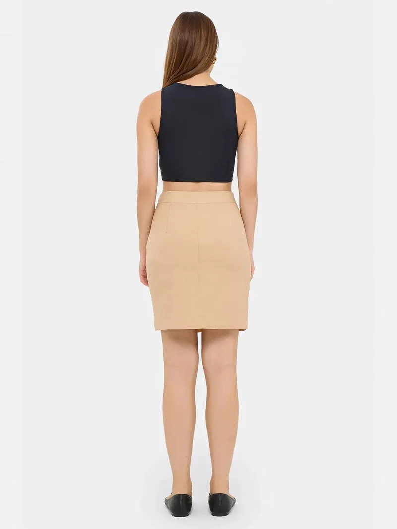 HICCUP Seamless Hem High-Waist Skirt with Slit