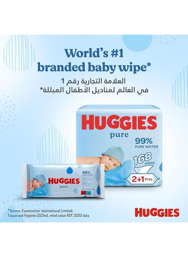 Huggies - Huggies Pure Baby Wipes, 99% Pure Water Wipes, 1 Pack x 56 Wipes - Image 1