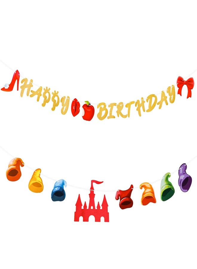 XIHIRCD ديكورات حفلات عيد ميلاد الأميرة، لافتة عيد ميلاد سعيد للأميرة، لوازم أعياد الميلاد، ديكور حفل استقبال المولود الجديد للفتيات والأطفال - Image 1