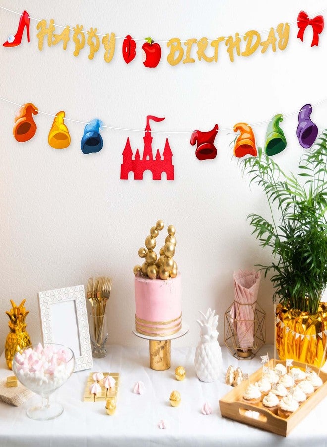 XIHIRCD ديكورات حفلات عيد ميلاد الأميرة، لافتة عيد ميلاد سعيد للأميرة، لوازم أعياد الميلاد، ديكور حفل استقبال المولود الجديد للفتيات والأطفال - Image 4