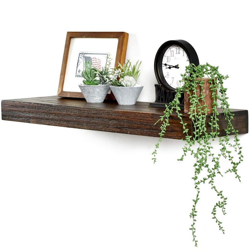 WELLAND رفوف عائمة عميقة WELLAND كولين 10 رف خشبي ريفي مثبت على الحائط جوز 36X10X275 بوصة