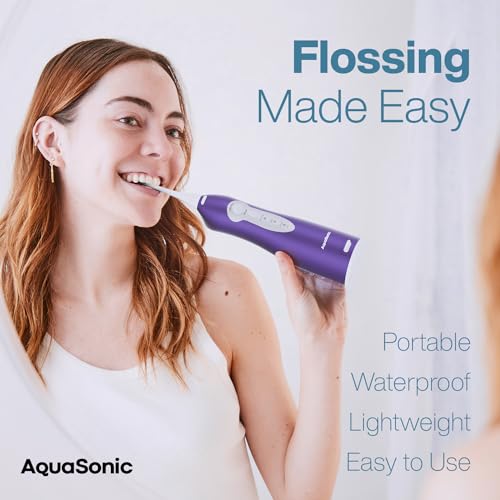 AquaSonic Water Flosser - Cordless Rechargeable Water Flossers for Teeth Cleaning - Waterproof Aqua Flosser, Portable Oral Irrigator for Dental Cleaning with 5 Jet Tips – Braces Home Travel - Image 2