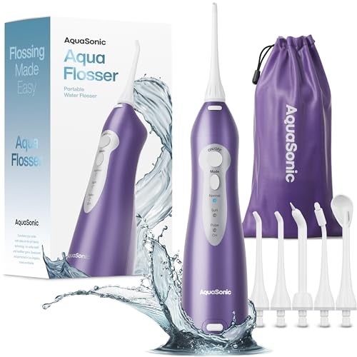 AquaSonic Water Flosser - Cordless Rechargeable Water Flossers for Teeth Cleaning - Waterproof Aqua Flosser, Portable Oral Irrigator for Dental Cleaning with 5 Jet Tips – Braces Home Travel - Image 1