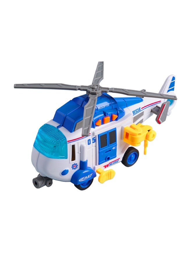 HALAMODO 【Blue Rescue Helicopter Toy】Kids Simulation Aircraft | For Ages 3+ | ABS Safe Material | 360° Rotating Propeller + Rescue Hook | Button-Activated Lights & Sounds | Inertia-Powered Gliding | Emergency Rescue Role Play | Early Education Toy | Develops Hand-Eye Coordination - Image 1