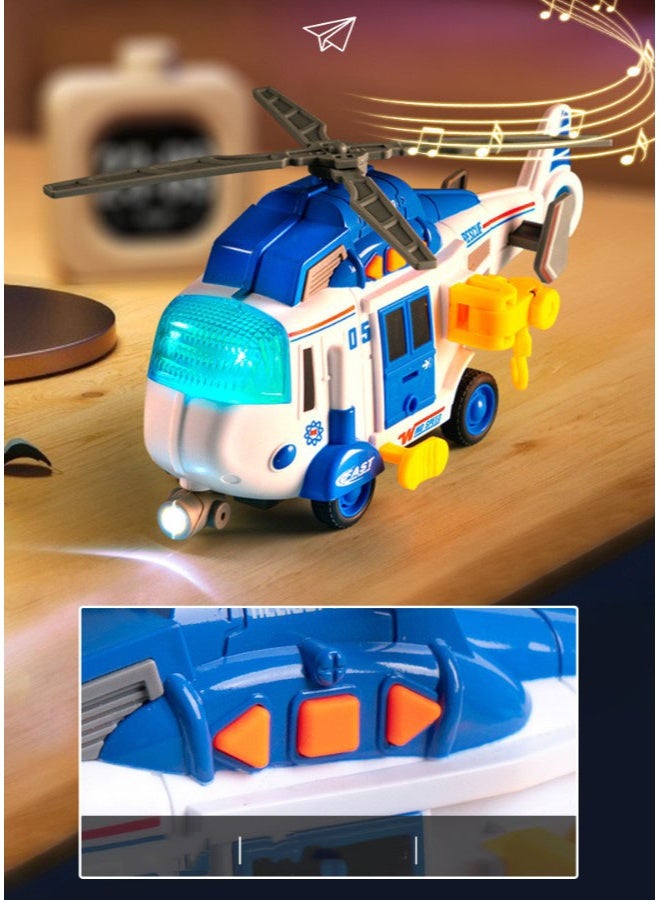 HALAMODO 【Blue Rescue Helicopter Toy】Kids Simulation Aircraft | For Ages 3+ | ABS Safe Material | 360° Rotating Propeller + Rescue Hook | Button-Activated Lights & Sounds | Inertia-Powered Gliding | Emergency Rescue Role Play | Early Education Toy | Develops Hand-Eye Coordination - Image 2