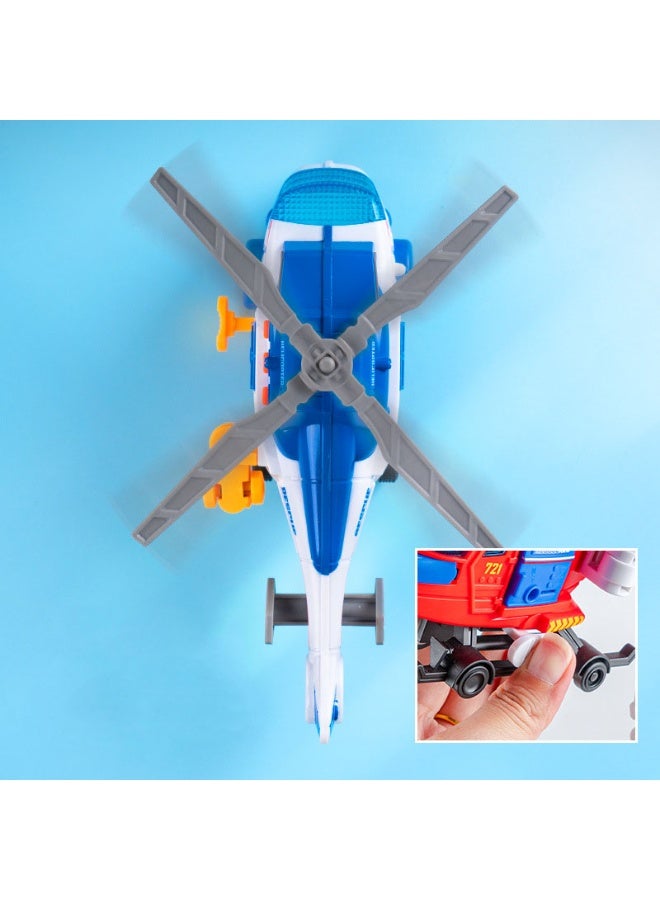 HALAMODO 【Blue Rescue Helicopter Toy】Kids Simulation Aircraft | For Ages 3+ | ABS Safe Material | 360° Rotating Propeller + Rescue Hook | Button-Activated Lights & Sounds | Inertia-Powered Gliding | Emergency Rescue Role Play | Early Education Toy | Develops Hand-Eye Coordination - Image 4