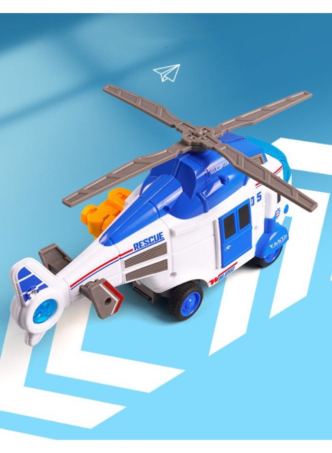 HALAMODO 【Blue Rescue Helicopter Toy】Kids Simulation Aircraft | For Ages 3+ | ABS Safe Material | 360° Rotating Propeller + Rescue Hook | Button-Activated Lights & Sounds | Inertia-Powered Gliding | Emergency Rescue Role Play | Early Education Toy | Develops Hand-Eye Coordination - Image 5