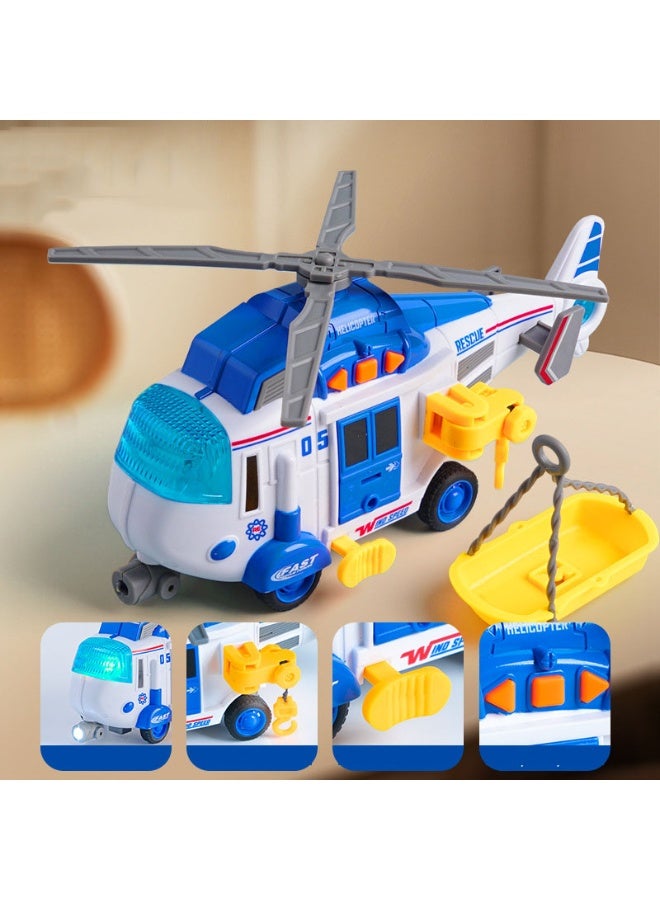 HALAMODO 【Blue Rescue Helicopter Toy】Kids Simulation Aircraft | For Ages 3+ | ABS Safe Material | 360° Rotating Propeller + Rescue Hook | Button-Activated Lights & Sounds | Inertia-Powered Gliding | Emergency Rescue Role Play | Early Education Toy | Develops Hand-Eye Coordination - Image 3