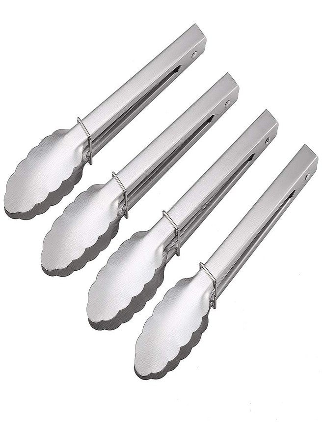 DOSMAMZ 4 Pack 9 Inches Food Serving Tongs, Stainless Steel Kitchen Cooking Tong， Sturdy Grilling Barbeque, Salad, Buffet Utensilss - Image 1