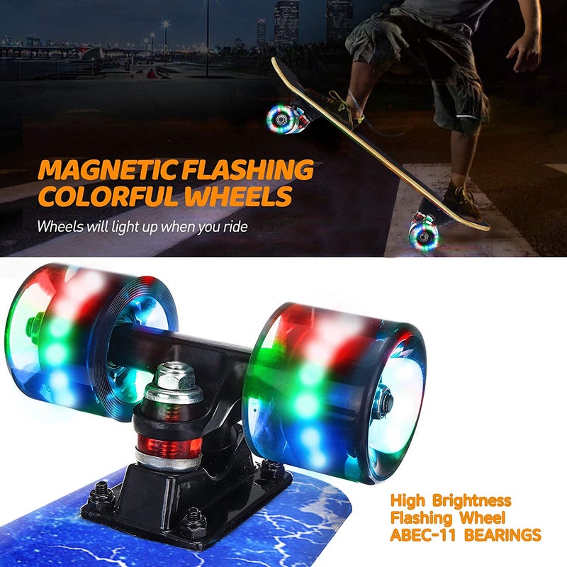 GIEEU Skateboards with Colorful Flashing Wheels for Beginners,Kids,Teens,Adults,31 x 8 Inch Complete Standard Skate Boards 9 Layer Canadian Maple Deck Concave Skateboard - Image 2