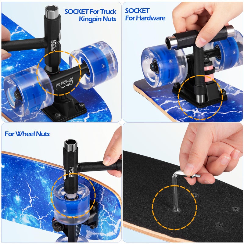 GIEEU Skateboards with Colorful Flashing Wheels for Beginners,Kids,Teens,Adults,31 x 8 Inch Complete Standard Skate Boards 9 Layer Canadian Maple Deck Concave Skateboard - Image 5