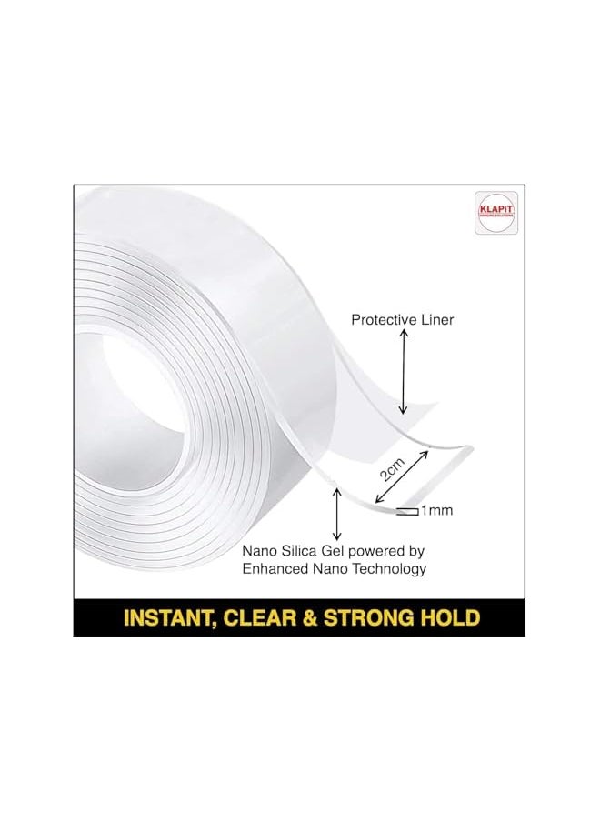 KLAPiT - Heavy Duty Double Sided Nano Tape for Wall,Picture Poster Mounting Hanging Strips Adhesive Carpet Tape - Image 1