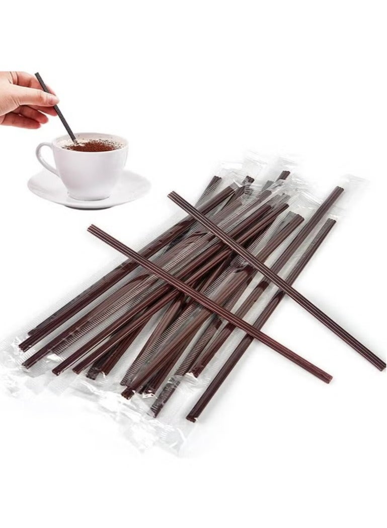 Coffee Stir Sticks Individual Wrapped, Disposable Coffee Straw Three-hole Design Stirring Rod Tea Beverage Stirrers Individually Hot Drinks for Party BBQ Camping Resturant, 100Pcs 170mm  - Image 1