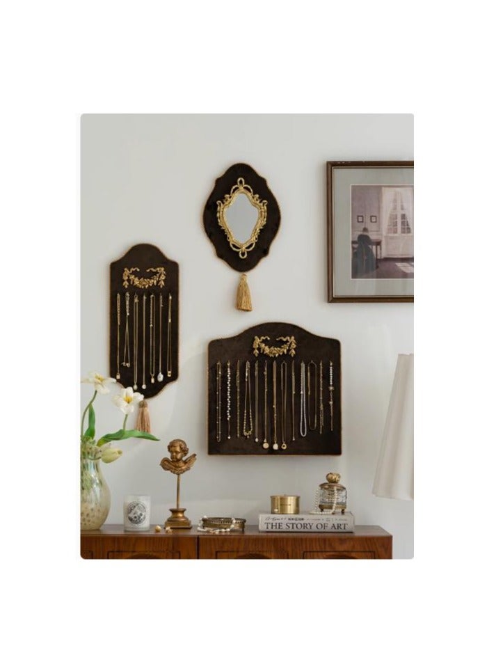 French Retro Style Resin Necklace Storage Rack Wall Mounted Velvet Decorative Frame  - Image 2