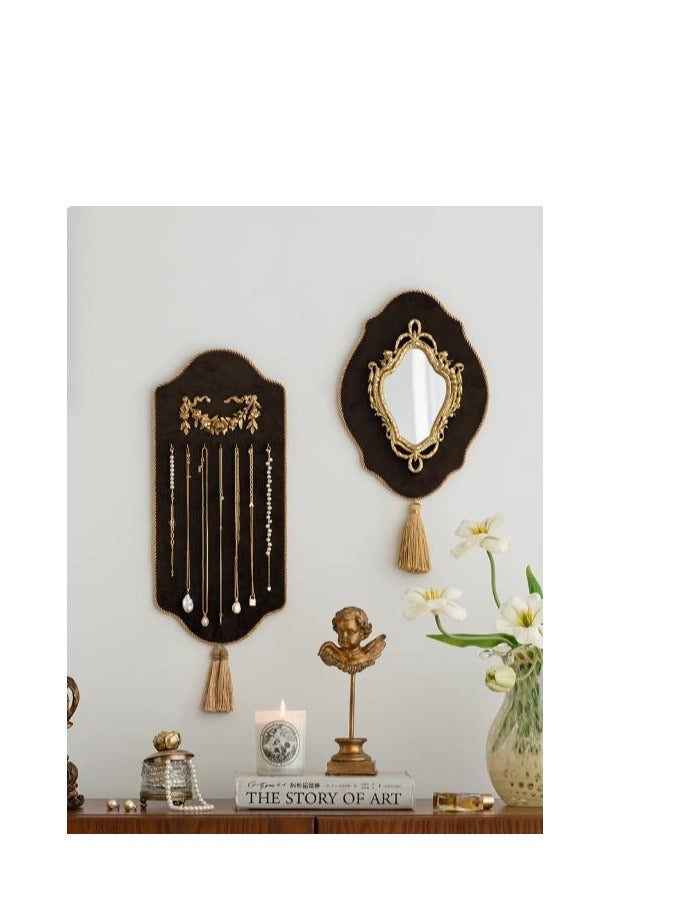 French Retro Style Resin Necklace Storage Rack Wall Mounted Velvet Decorative Frame  - Image 3