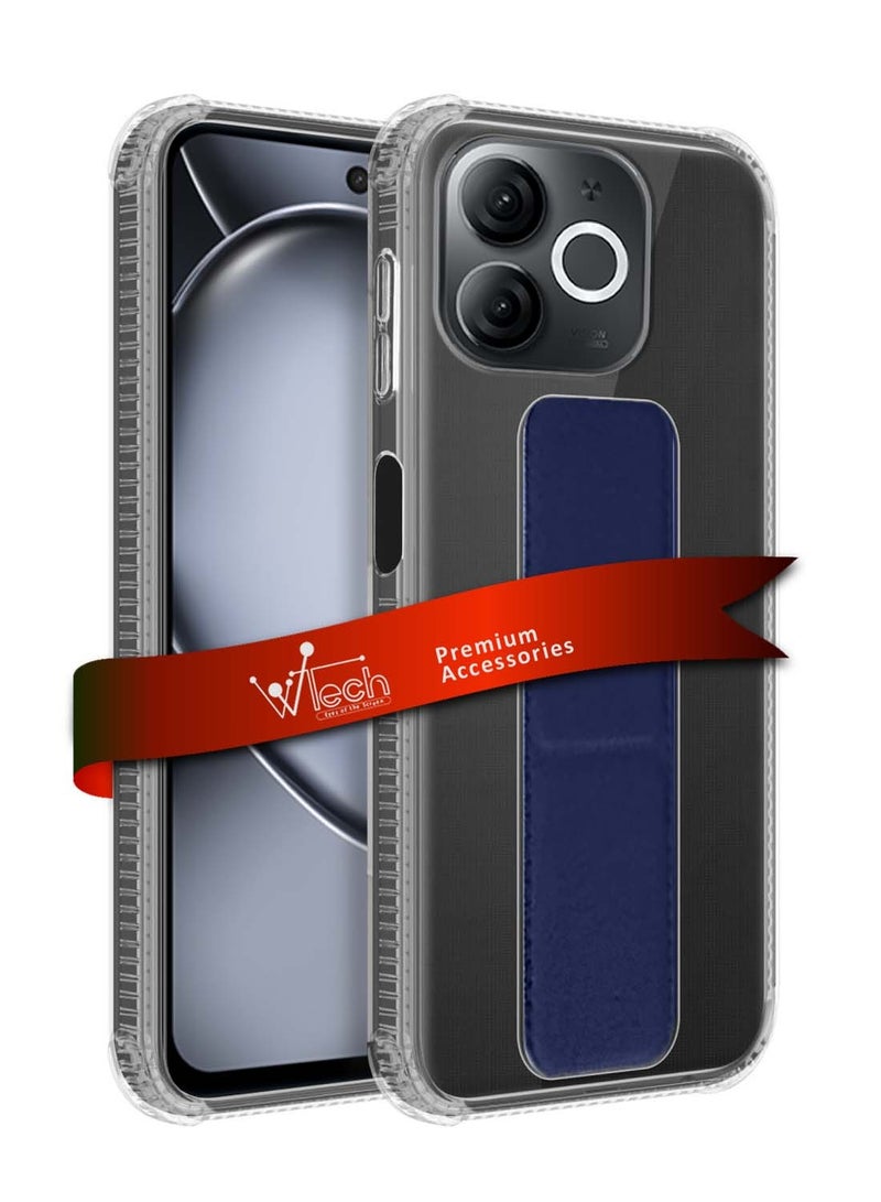 دبليو تيك غطاء وسادة هوائية بمقبض يدوي من مادة TPU من Itel A80 4G 2024 - شفاف/أزرق داكن - Image 1