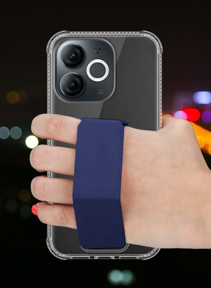 دبليو تيك غطاء وسادة هوائية بمقبض يدوي من مادة TPU من Itel A80 4G 2024 - شفاف/أزرق داكن - Image 3