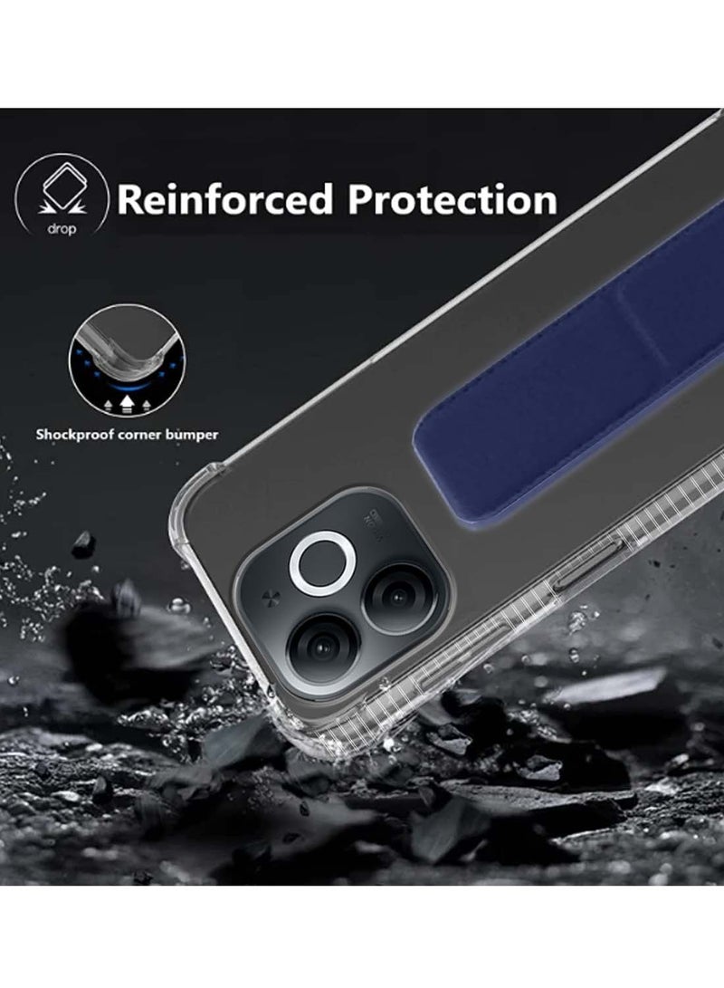 دبليو تيك غطاء وسادة هوائية بمقبض يدوي من مادة TPU من Itel A80 4G 2024 - شفاف/أزرق داكن - Image 4