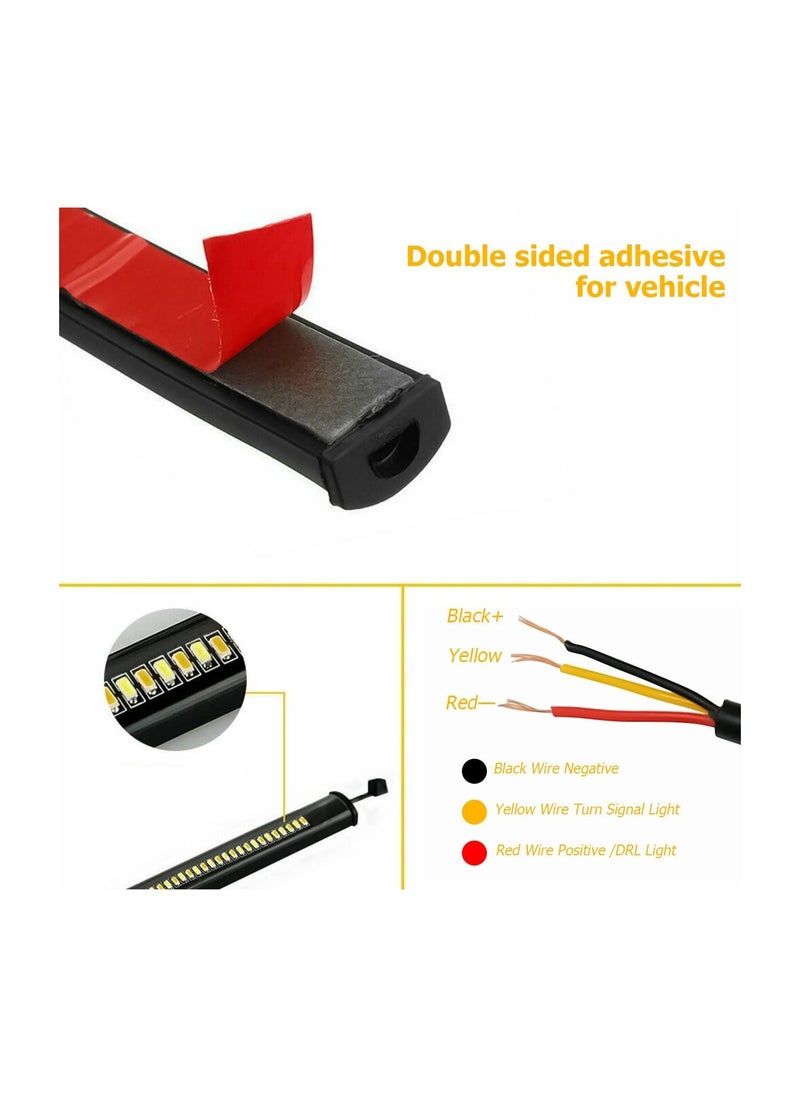 SYOSI - Motorcycle Turn Signal Light, 2PCS LED Turn Signal Light, Flexible Switch back Dual-Color Fork Turn Signal Blinkers, DRL Daytime Running Light, Waterproof Adjustable Strips Bars for Motorbike - Image 1