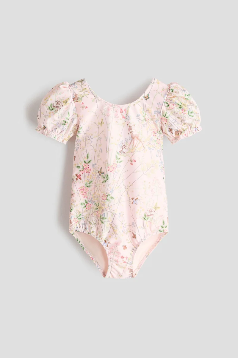 اتش اند ام ملابس سباحة بنقشات وأكمام منفوشة