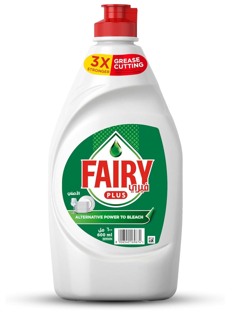 Fairy Plus Original Dishwashing Liquid Soap, With Alternative Power To Bleach, 600ml - Image 1