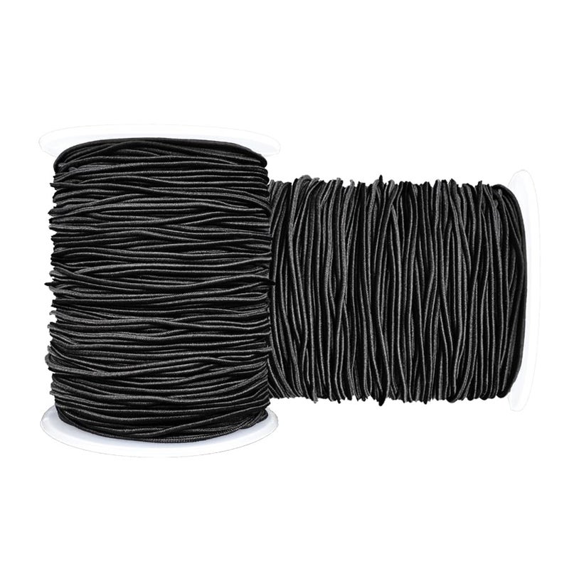 LUSTEMBER Stretchy String for Bracelets, 2 Rolls 1 mm Sturdy Elastic String Elastic Cord for Jewelry Making, Necklaces, Beading (Black) - Image 1