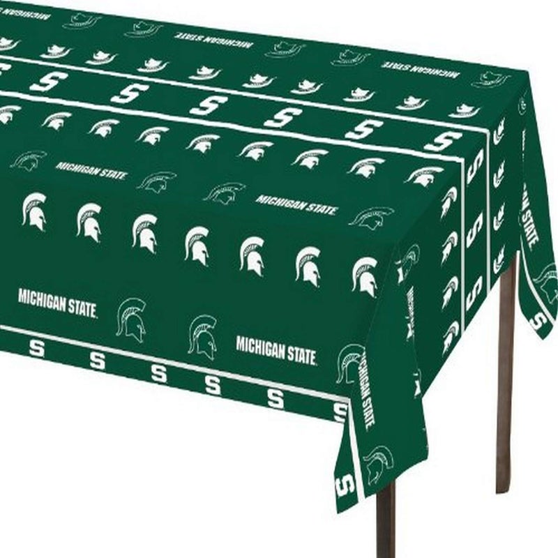 Creative Converting Michigan State Spartans Plastic Table Cover, 54"x108" - - Image 1