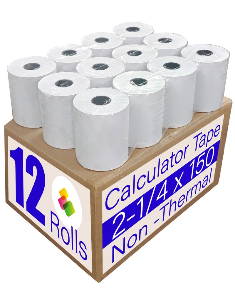 3000LABELS DIRECT (12 Rolls)2 1/4 in x 150 ft Adding Machine Tape Paper Rolls, for HR-10RC, HR-170RC, HR-200RC, EL-1197PIII, EL-1801V, P23-DHV-3, CP-90A, MP11DX-2, 1280-2,3000Labels Direct - Image 1