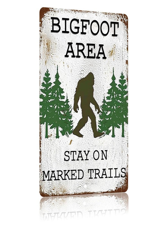 Qinfly Big Foot Sasquatch Gifts,Vintage Funny Metal Bigfoot Signs for Outdoor,Garden,Street,Forest,Yard Decor,8x12 Inches - Image 1