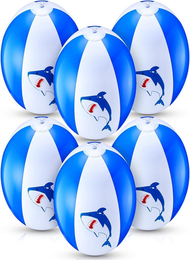 Vertintong 12 Inch Inflatable Shark Beach Balls for Kids Shark Birthday Party Favor Decorations Pool Toy PVC Beach Ball(6 Pcs) - Image 1