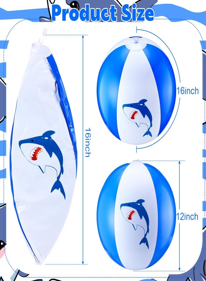 Vertintong 12 Inch Inflatable Shark Beach Balls for Kids Shark Birthday Party Favor Decorations Pool Toy PVC Beach Ball(6 Pcs) - Image 3