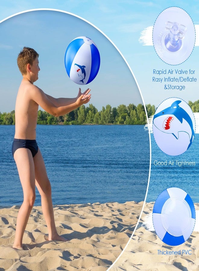 Vertintong 12 Inch Inflatable Shark Beach Balls for Kids Shark Birthday Party Favor Decorations Pool Toy PVC Beach Ball(6 Pcs) - Image 5