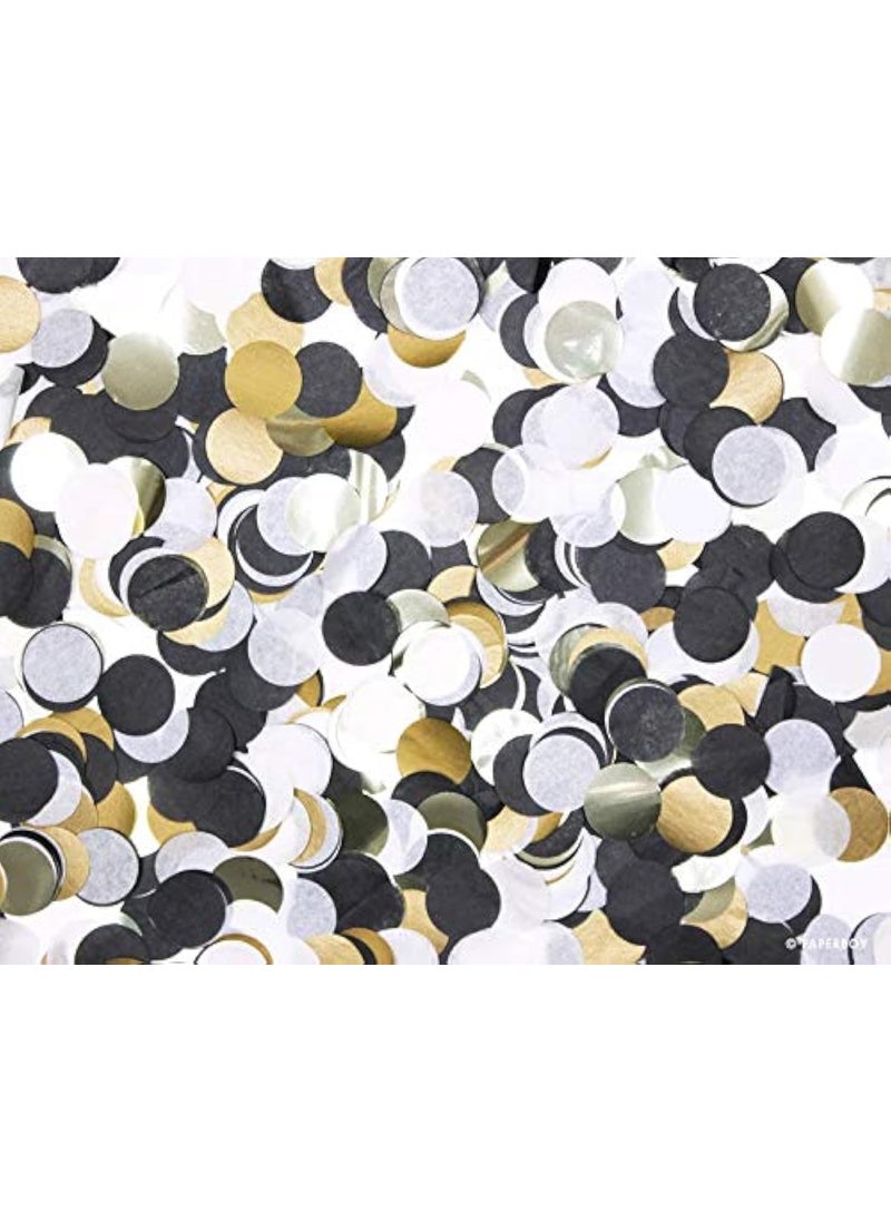 Confetti Confetti Round Tissue Confetti Circle Table Confetti for Wedding Birthday Party Decoration 1 inch Tissue Paper confetti in Beautiful Shades of Black White and Gold  - Image 1