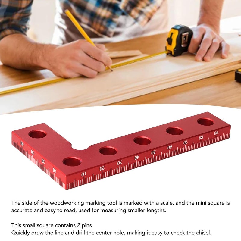 Small Square Center Finder Tool, Aluminum Alloy Square Edge Marking Center Finder, High Strength 90 Degree Quick Measuring Square for Woodworking (Metric) - Image 2