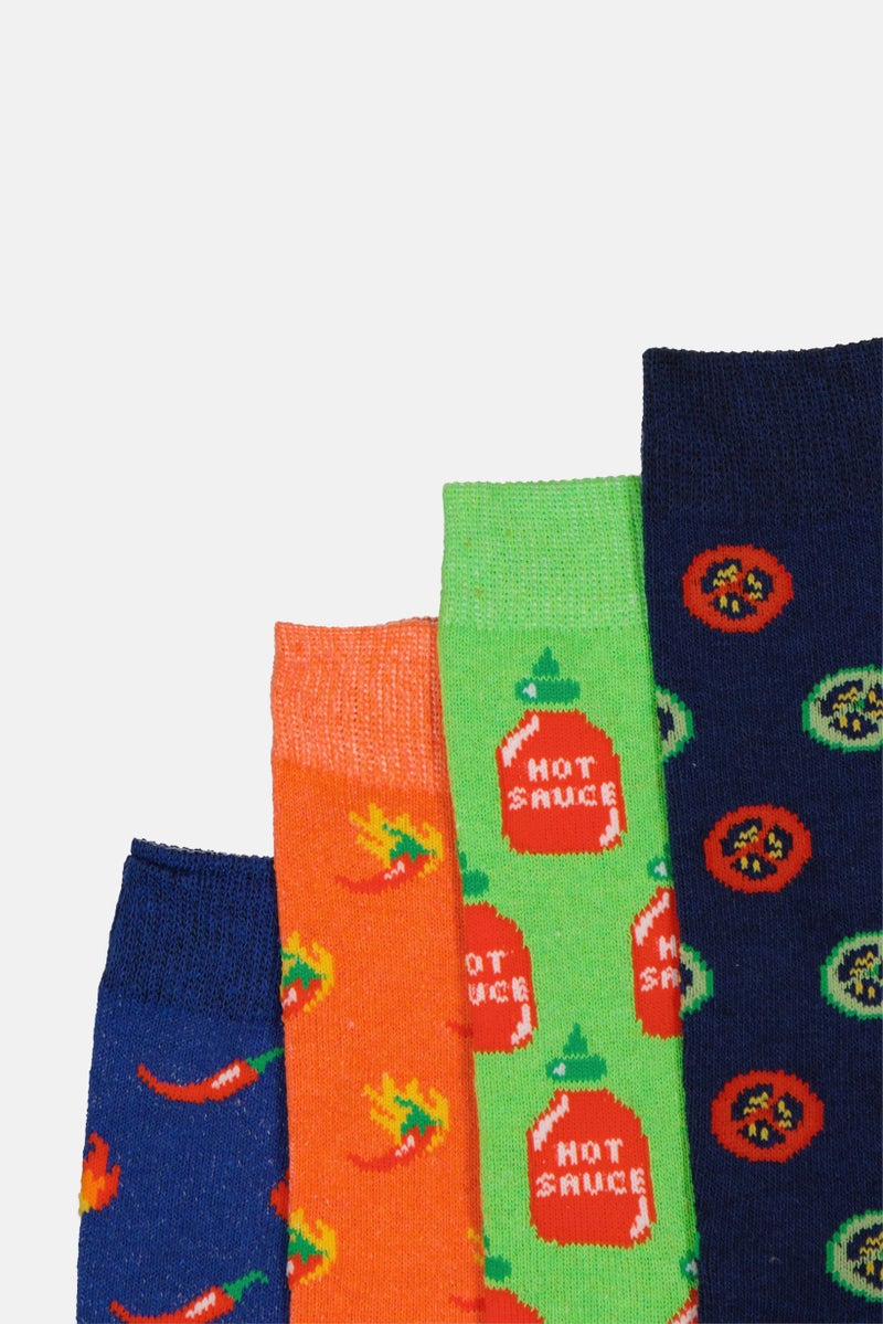 The Orrsum Sock Co Men 4 Pairs Pack Graphic Print Crew Socks, Multicolor - Image 2